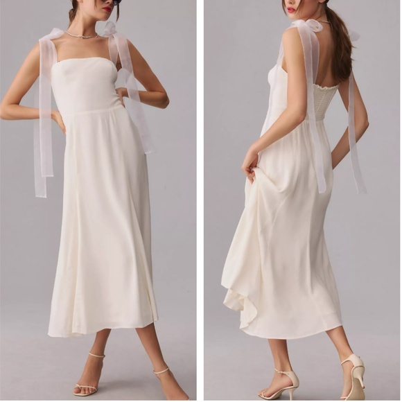 BEST Reformation Kairo Midi Dress - Ivory Off White Bridal Wedding Event Sz12 - Picture 2 of 11